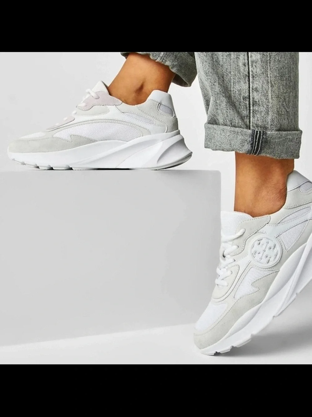 Tory Burch Cream and White Platform Sneakers